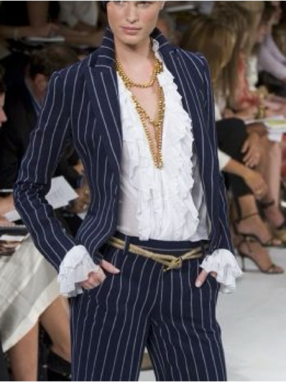 Ralph Lauren Collection Spring 2006 Navy Gold Pinstripe Blazer Pants Suit